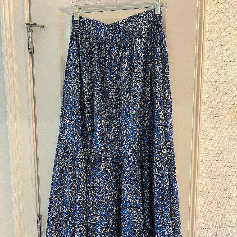 Tuckernuck Blue and White Printed Maxi Skirt